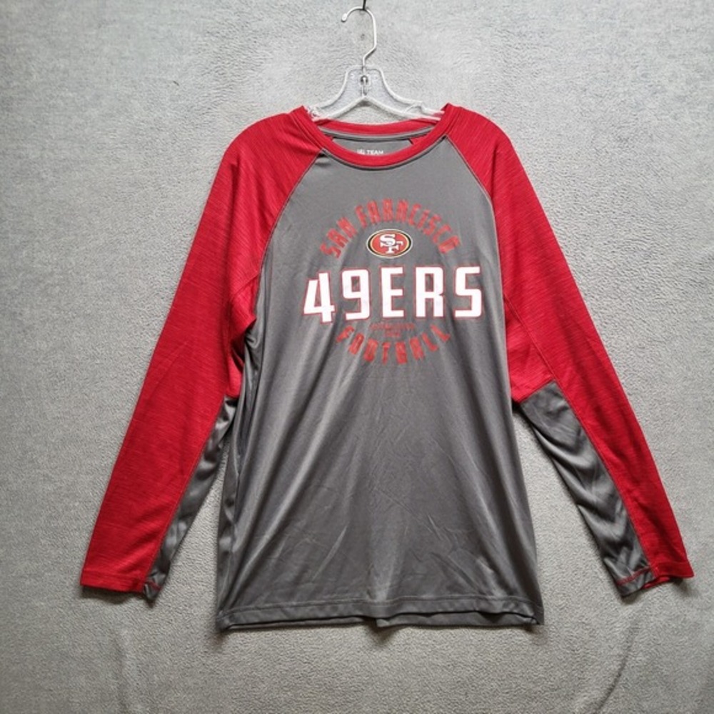 San Francisco 49ers Men Shirt Large Gray Reglan Long Sleeve Active Tee